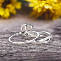 Set za mladenke 1. Carat jastuk morgatni zaručnički prsten za vjenčani prsten od punog 10k bijeli zlatni