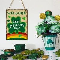 Dnevni dodaci Svetog Patrika Shamrock Dobrodošli znak Happy St Patrickov dan Viseći zidni dekor Drvena