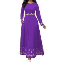 Haljina za ženska haljina Retro Print Duga suknja Purple XXXXXL