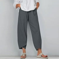 Žene Ljetne casual pantalone džep elastični struk, pune casual visoke struk široke noge labave hlače
