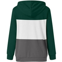 Hoodies za žene Ležerne prilike pulover patchwork gumb dolje duksevi nacrtač džepne bluza s kapuljačom dugih rukava vrhova duksera zelena m