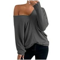 Ženska moda Ženska modna ležerna majica s dugim rukavima s dugim rukavima V-izrez TOP bluza pulover