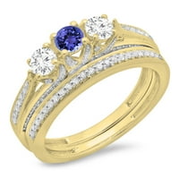 DazzlingRock kolekcija 14k okrugli tanzanite i bijeli dijamantski ženski montirani kameni zaručni prsten,