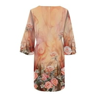 Umitay haljine za žene Ženski modni temperament Elegantni svježi cvjetni ispisani V-izrez rukavi mini haljina