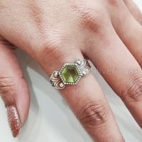 Peridot prsten, srebrna oksidizirana, ženski prsten, prirodni peridot, kolovozu, rođenje, božić, zahvalnosti,