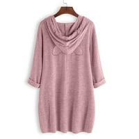 Vrhovi za žene tiskane pulover labavi kapuljač, sezonski modni modni rukav ružičasti ružičasti s-5xl