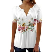 Caveitl ženske majice, ženska modna casual print okrugli vrat labav majica kratkih rukava Top bluza