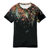 Borniu Plus veličina Žena Ljetni vrhovi Cvjetni ispisani bluza Tees Ležerne prilike za majice
