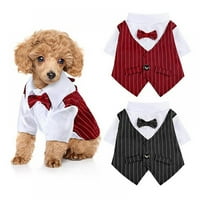 Pas majica štenad mala odjeća za malu pse, elegantno odijelo za luk kostim, vjenčanica Formalni tuxedo sa crvenom kravatom, princovim vjenčanim vezom