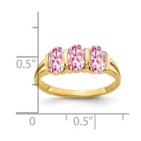 14k žuto zlato 6x ovalni ružičasti turmalinski prsten