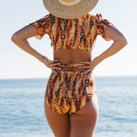 Amousa ženski seksi split kupaći kostimi kratki rukav bikini trake za ispis malih svježih kupaćih kostimi