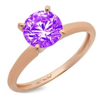 3. CT Sjajan okrugli rez Clenilirani dijamant 18k ružičasto zlato Solitaire prsten SZ 3.75