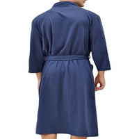 Žene Lagane dugih rukava Unise odrasli Midi Sleep Bawer Solid Boja Početna Belted Soft Kimono Robe Navy