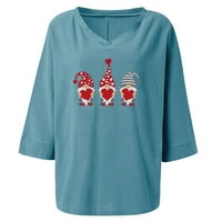 Udobne majice s dugim rukavima V-izrez Love Slatka Gnome Dressy Tunic vrhovi za nošenje s namirnicama