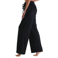 Žene Ljeto Capris joga hlače Široke noge pantalone Solidne boje ravne elastične visoke struke duge hlače