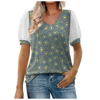 Cyzz prodavač Žene Ležerne prilike sa labavim košuljem V izrez kratki rukav puff rukav tisak The Majice
