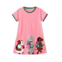 Djevojke modne haljine mališani djevojčica crtani ispis kratkih rukava odijeva djeca za ležerna haljina za 2 godine