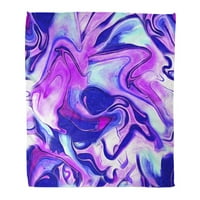 Super meko bacanje pokrivač ljubičasta mramorna apstraktna boja kovitla se u plavom i purpleassless