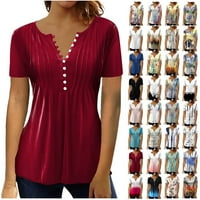 Hanas ženska gornja modna ljetna ženska majica bluza za bluzu Vintage Ispis kratki rukav casual osnovni