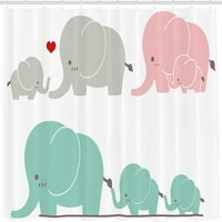 Crtani tuš Cartion, porodična ljubav tema Elephants Majčin dan Tema, set sa kukama, blijedo ružičastom