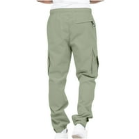 Ayolanni Green Cargo Radne hlače za muškarce Čvrsti povremeni džepovi Vanjske fitness hlače Terrogo