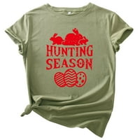 Uskršnja lova sezona majica za žene zečice Grafički grafički grafički vrat Trendy Ležerni labavi fit