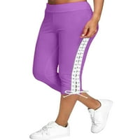 Niuer Women Comfy Solid Color Capri Pant Dame Obrezane pantalone Elastični struk trčanje izdubljeni