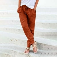 Ženske ljetne čvrste hlače narančaste ženske kože hlače navlaka za povlačenje elastičnih struka hlače