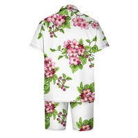 Muška havajska majica i kratke hlače Lopatni fit cvjetni print s kratkim rukavima s kratkim rukavima