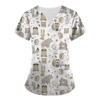 Ljetne košulje za žene slatke životinje vrhovi pilinga džepa džepni tunik bluze modna radna jednolična