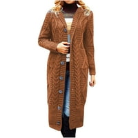 Floleo ženski vrhovi jakne zazor jesen zimske ženske pletive od labave srednje dužine nepravilnih rever