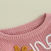 Wassery Baby Girl Seun Duater Cvjetni slovo uzorak dugih rukava okrugli vrat pletiva s pulover mjesecima