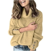 Jeseni zimski plus džemperi za zazor za žene, modni ženski solidni turtleneck dugih rukava s dugim rukavima, ladice za pletenje