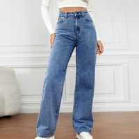 Hlače Floleo Jeans za žene Visoki struk sa džepovima Olovke hlače plus veličina zazora modne rastemne ležerne tajice