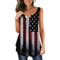 Scyoekwg tenkovi za žene bez rukava bez rukava slobodna američka zastava zvijezda Striped tiskani grafički