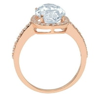 2. CT sjajan ovalni rezan čist simulirani dijamant 18k ružičasto zlato pasijans sa Accenting prstenom