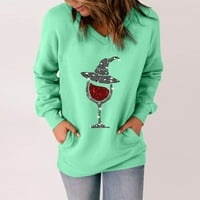 Hanas vrhovi ženski modni ispis V-izrez Side džepni pulover Top dukserir zeleni xxxl