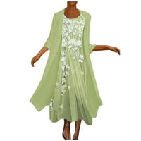 Ljetne haljine za žene, ženski ljetni tisak pola rukava okrugli vrat šifon haljina Set Temperament Nježan