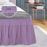 PiccoCasa brušena elastična omotača oko kreveta od suknja od ruffles dvostruka svijetlo ljubičasta