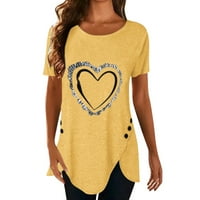 FVWitlyh Fall T majice Ženske kratkih rukava Crewneck majica Labavi Ležerci Tee majica Yellow Medium