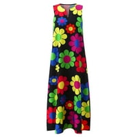 Bazyrey maxi haljine za žene cvjetne džepove haljine ženske haljine bez rukava s rukavima s V-izrezom