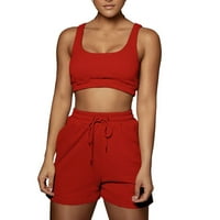 USMIXI Outfits setovi ženske sportske odjeće vježbanje obrezane vrhove i kratke hlače za kratke hlače