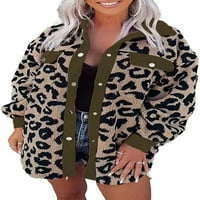 Cocopeants Women Sherpa Fleece Leopard jakna kaputa Casual Revel Dugi rukav Sherpa jakna