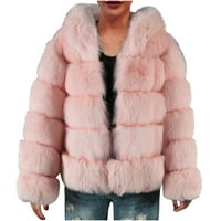Hinvhai ženski kaput plus veličina Žene dame topla krznena kaput jakna zimska solidarna V-izrez odjeća