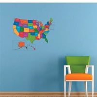 AMERICAN MAP Obojene legende Crtani Cušteni zidni naljepnica - Prilagođeni vinilni zid Art - Personalizirano