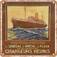 Metalni znak - gumbi Reunis Senegal Brazil La Plata Vintage ad - Vintage Rusty Look