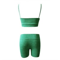Finelylove joga kratke hlače za žene znojne ženske teretane sa malim strukom Rise čvrst zeleni xxl
