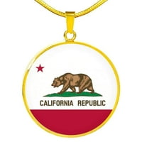 Ogrlica od nehrđajućeg čelika za zastavu California ili 18K zlatni krug 18-22