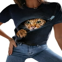 Niveer dame casual slatka mačka ispis bluze s kratkim rukavima kratkim rukavima na majici uredske radne tuničke košulje žene ljetne vrhove tee