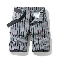 Farstey Cargo Shorts za muškarce Stripe Print Multi džepove hlače sa gumbom patentni zatvarač casual bagegy na otvorenom na pola pantalone bez pojasa